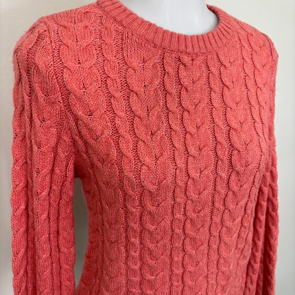 American Eagle Sweater Small Coral Pink Cable Knit Crew Neck Pullover Women's - Picture 2 of 11